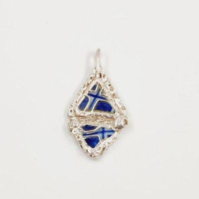 BEAUTIFUL STERLING SILVER & GLASS HAND CRAFTED PENDANT