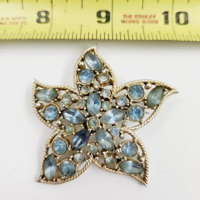 SARAH COVENTRY BLUE & SILVER TONED BROOCH & EARRING SET