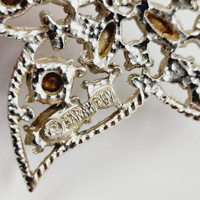 SARAH COVENTRY BLUE & SILVER TONED BROOCH & EARRING SET