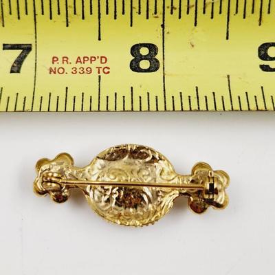 BEAUTIFUL VINTAGE GOLD TONED, PINK & BLUE STONES BROOCH