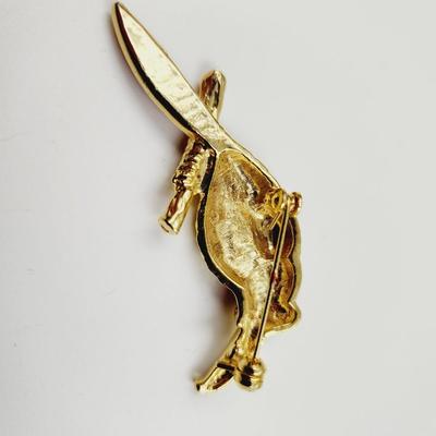 TOUCAN RED & GOLD TONED BROOCH - PIN