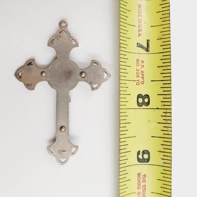BEAUTIFUL SILVER PLATED ITALIAN RELIGIOUS CROSS PENDANT