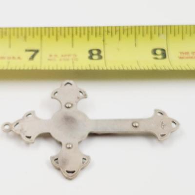 BEAUTIFUL SILVER PLATED ITALIAN RELIGIOUS CROSS PENDANT