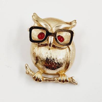 SARAH COVENTRY "PROFESSOR OWL" GOLD TONED BROOCH