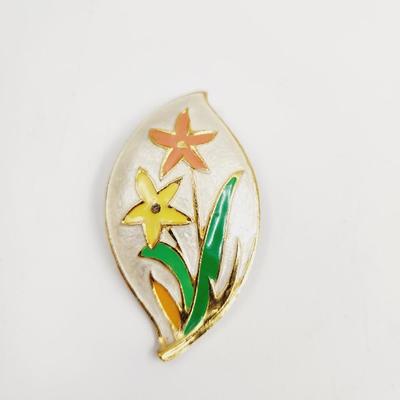 PARK LANE "ENAMELED LILLIES" GOLD TONED BROOCH