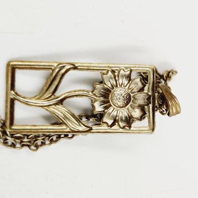 CUTE ANTIQUED FLOWER BOUQUET NECKLACE