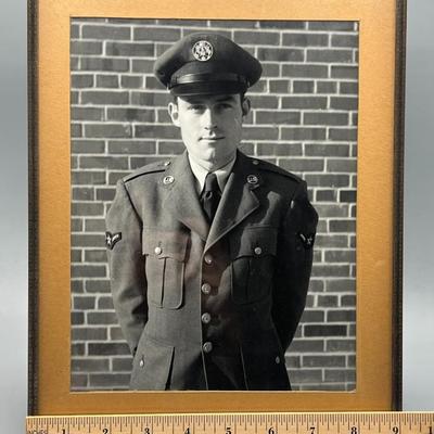 Vintage Photograph Metal Frame of Military U.S. Air Force Enlisted Airman
