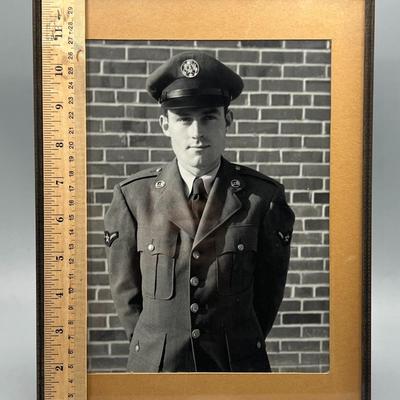 Vintage Photograph Metal Frame of Military U.S. Air Force Enlisted Airman