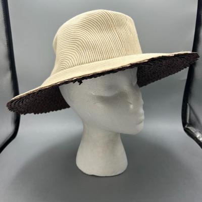 Vintage Adolfo New York Paris The French Room Marshall Field & Company Cream Weaved Sun Hat