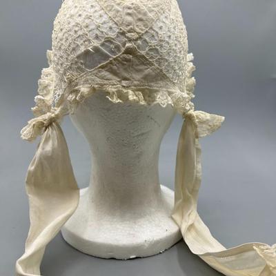 Antique Cottageocore Bonnet Lace Prarie Headwear
