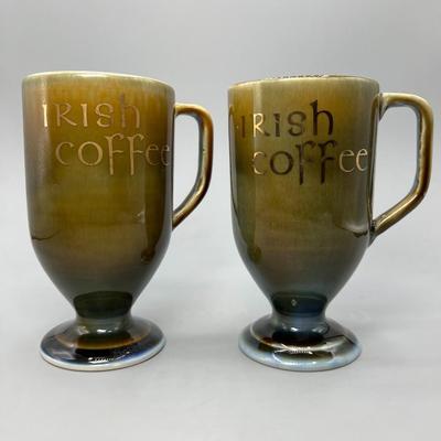 Pair of Retro Wade Irish Coffee Porcelain Footed Pedestal Mugs