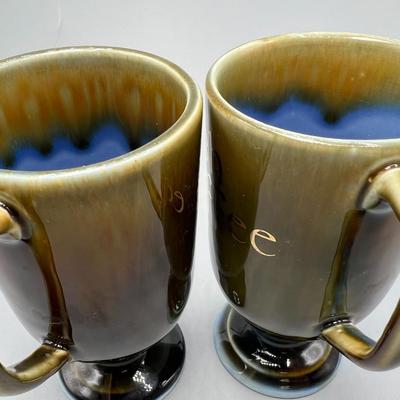 Pair of Retro Wade Irish Coffee Porcelain Footed Pedestal Mugs