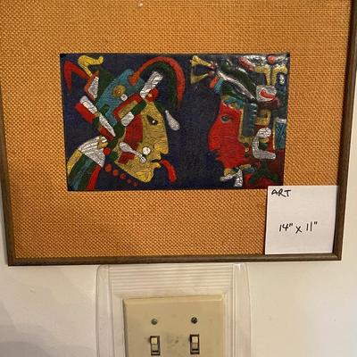 Aztec / Myan  art - canvas mat & framed