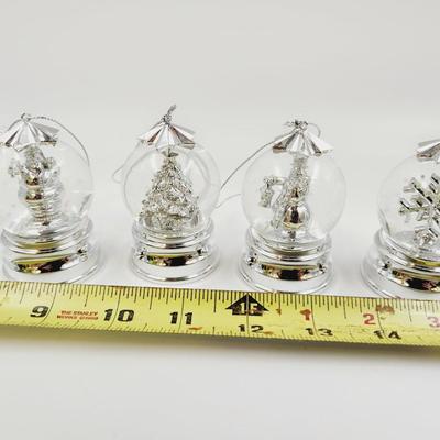 BEAUTIFUL 4 SET OF QUALITY MADE SNOW GLOBE ORNAMENTS