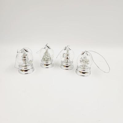 BEAUTIFUL 4 SET OF QUALITY MADE SNOW GLOBE ORNAMENTS