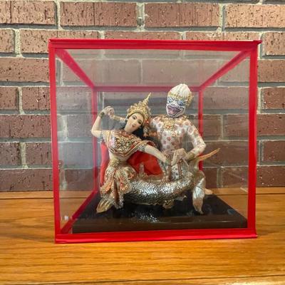 Handmade Bangkok Doll in Display case - Kabuki and the Mermaid