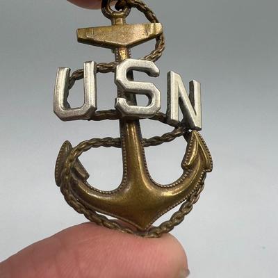 Vintage CPO USN Navy Military Memorabilia Anchor New York Pin Lapel Pin