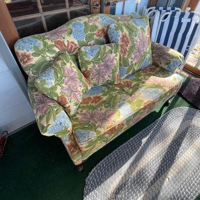 Tropical floral loveseat