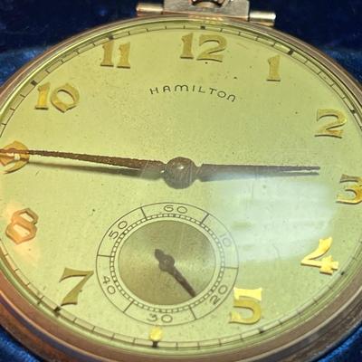 Hamilton 14k pocket watch in presentation box