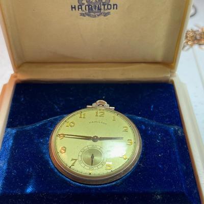 Hamilton 14k pocket watch in presentation box