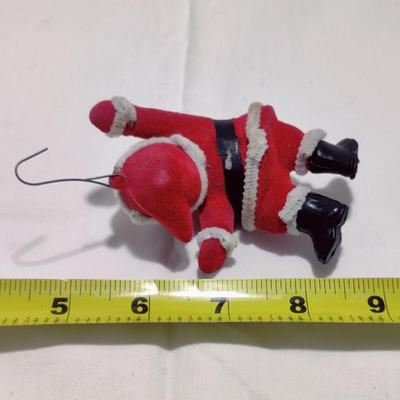 VINTAGE FLOCKED SANTA ORNAMENT