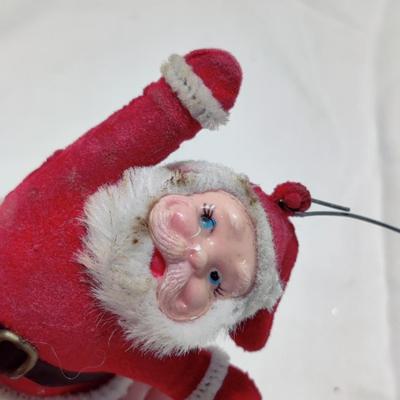 VINTAGE FLOCKED SANTA ORNAMENT