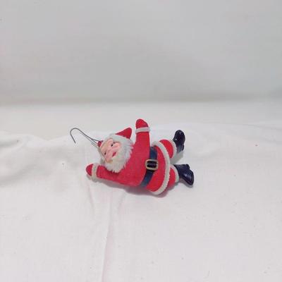 VINTAGE FLOCKED SANTA ORNAMENT