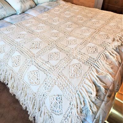Lot #94  Lovely Crocheted Bed Cover - great  condition