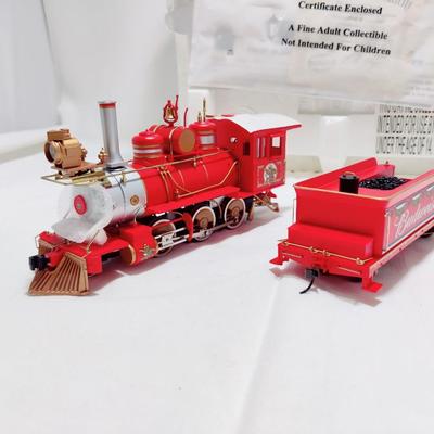 BACHMANN HAWTHORNE VILLAGE BUDWEISER "HOLIDAY EXPRESS" TRAIN ON30