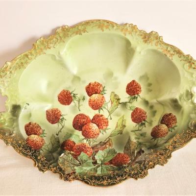 Lot #99  Antique Porcelain Berry Bowl - Strawberry Motife