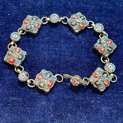 Antique glass inlay mosaic bracelet