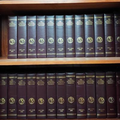 Lot of 1999 - 2010 plus Maps National Geographic Magazines in Leather slip cases