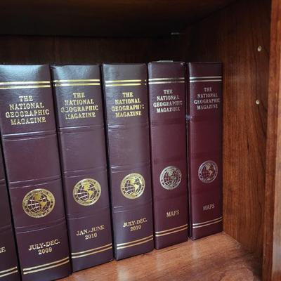 Lot of 1999 - 2010 plus Maps National Geographic Magazines in Leather slip cases