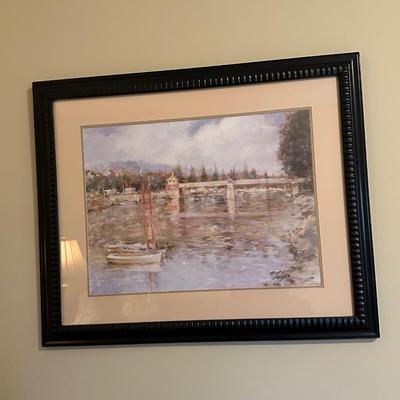 Boat with bridge artwork