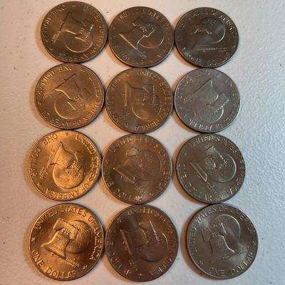 12 Eisenhower dollar coins