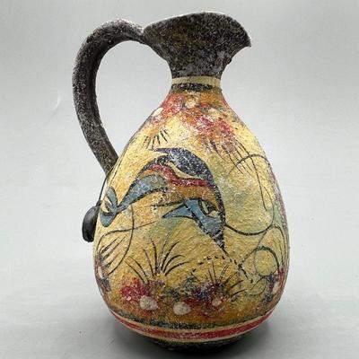 Small Vintage Hand Painted Museum Copy of Minoan Pottery Pitcher