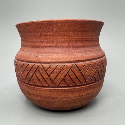 Vintage Handmade Signed Indigenous Folk Art Style Monik Picard Quebec Pottery Bowl