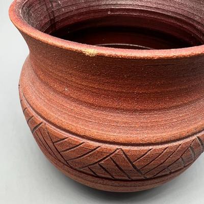 Vintage Handmade Signed Indigenous Folk Art Style Monik Picard Quebec Pottery Bowl