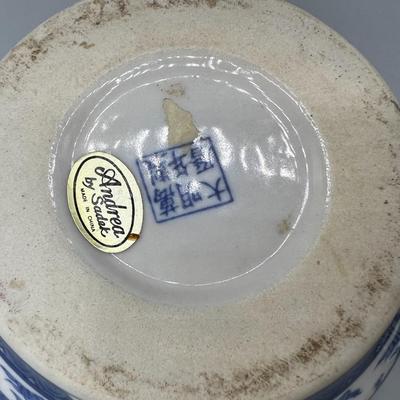 Vintage Andrea by Sadek Porcelain Chinese Dragon Trinket Essence Lidded Bowl