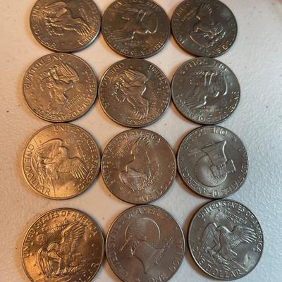 12 Eisenhower Dollar Coins