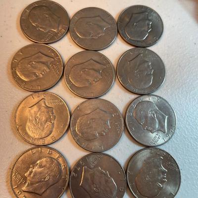 12 Eisenhower Dollar Coins
