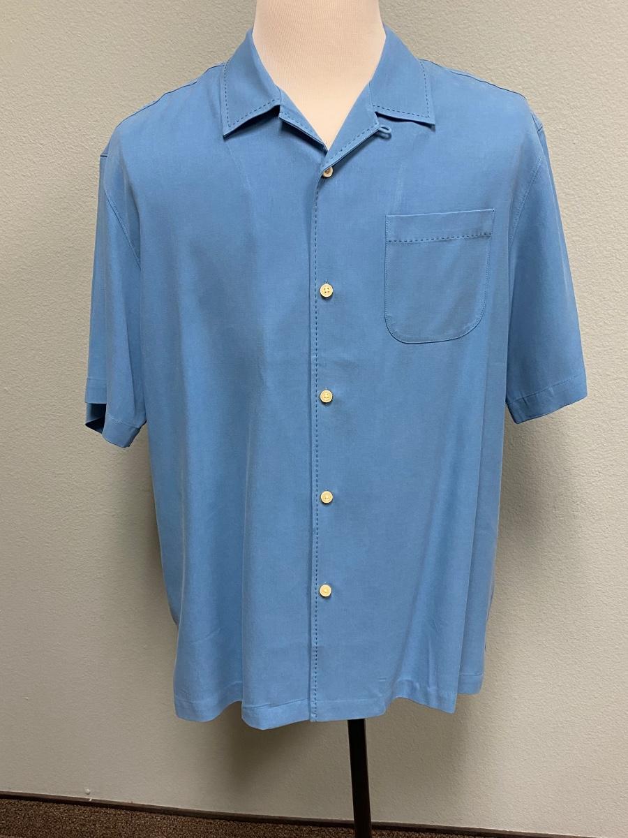 Men's Muted Blue Silk Tommy Bahama Original Fit Button Front Bowling ...