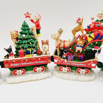 DANBURY MINT CHRISTMAS CHIHUAHUA TRAIN W/ ORIGINAL BOX