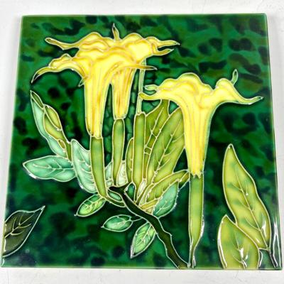 Green lily flowers coaster