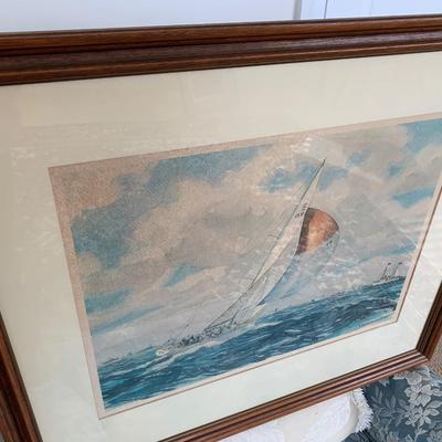 Y.E. Soderberg Nautical Sailing Watercolor Art Framed YNGVE EDWARD SODERBERG