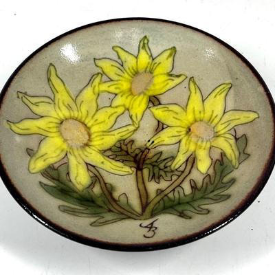 Painted Sunflower miniature decorative plate Chelsea UK