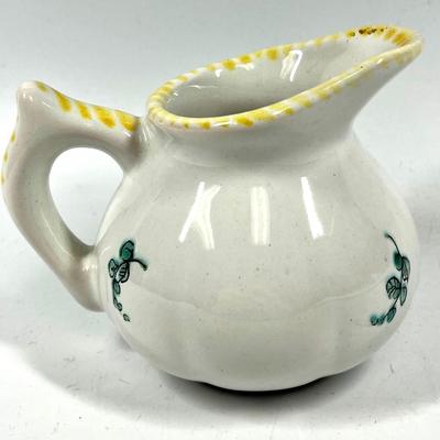 Faiences de Roanne Small white floral painted pitcher
