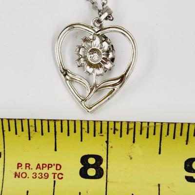 CUTE SILVER TONED W/ DECORATIVE DUAL PENDANT NECKLACE