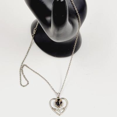 CUTE SILVER TONED W/ DECORATIVE DUAL PENDANT NECKLACE