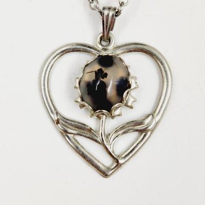CUTE SILVER TONED W/ DECORATIVE DUAL PENDANT NECKLACE